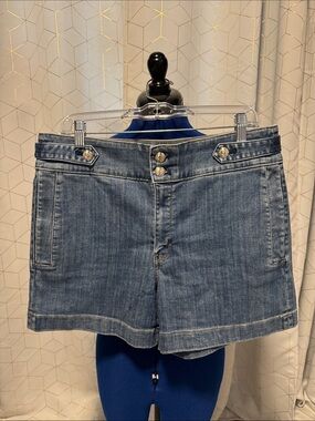 White House Black Market Blue Denim High-Rise Jean Shorts